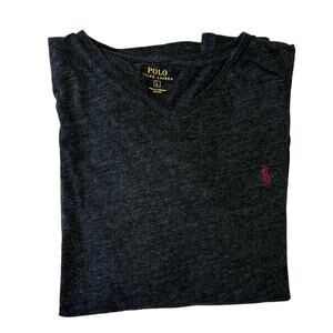 Polo Ralph Lauren Men's L Dark Gray Heather Long Sleeve Cotton V Neck T-Shirt